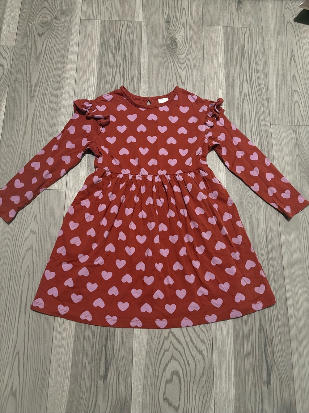 Hanna Andersson Long Sleeve Heart Dress Size 6-7